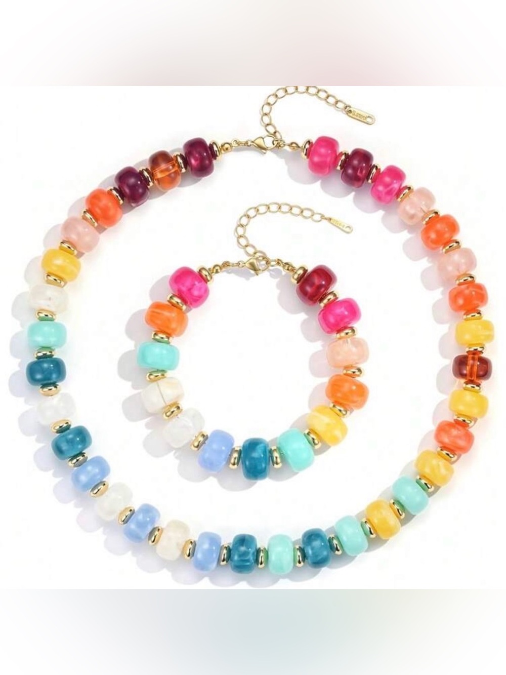 Colorful Bead Necklace & Bracelet Set
